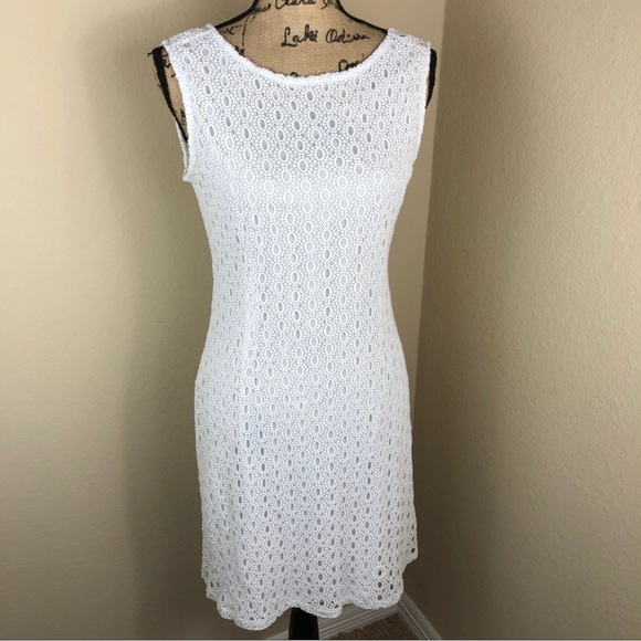 Cato White Sleeveless Eyelet Wedding Dress NWT 10 - Picture 1 of 5